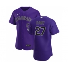 Men's Nike Colorado Rockies #27 Trevor Story Purple Alternate 2020 Authentic Player Baseball Jersey