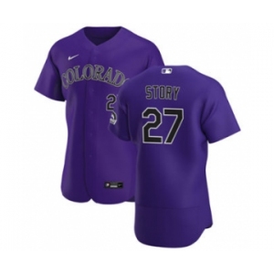 Men's Nike Colorado Rockies #27 Trevor Story Purple Alternate 2020 Authentic Player Baseball Jersey