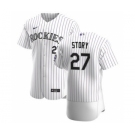 Men's Nike Colorado Rockies #27 Trevor Story White Home 2020 Authentic Player Baseball Jersey