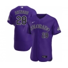 Men's Nike Colorado Rockies #28 Nolan Arenado 2020 Purple Alternate Authentic Player Baseball Jersey