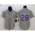 Men's Nike Colorado Rockies #28 Nolan Arenado Gray 2020 Baseball Cool Base Jersey