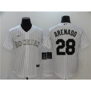 Men's Nike Colorado Rockies #28 Nolan Arenado White 2020 Baseball Cool Base Jersey