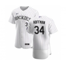 Men's Nike Colorado Rockies #34 Jeff Hoffman White Home 2020 Authentic Player Baseball Jersey