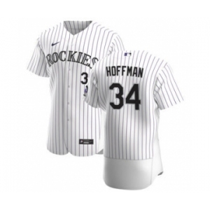 Men's Nike Colorado Rockies #34 Jeff Hoffman White Home 2020 Authentic Player Baseball Jersey
