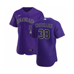 Men's Nike Colorado Rockies #38 Ryan Castellani Purple Alternate 2020 Authentic Player Baseball Jersey