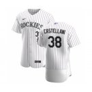 Men's Nike Colorado Rockies #38 Ryan Castellani White Home 2020 Authentic Player Baseball Jersey