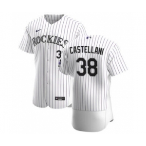 Men's Nike Colorado Rockies #38 Ryan Castellani White Home 2020 Authentic Player Baseball Jersey