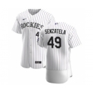 Men's Nike Colorado Rockies #49 Antonio Senzatela White Home 2020 Authentic Player Baseball Jersey