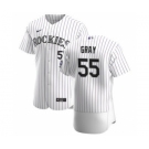 Men's Nike Colorado Rockies #55 Jon Gray White Home 2020 Authentic Player Baseball Jersey