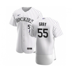 Men's Nike Colorado Rockies #55 Jon Gray White Home 2020 Authentic Player Baseball Jersey