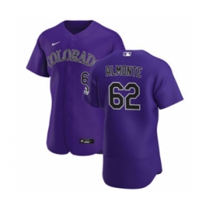 Men's Nike Colorado Rockies #62 Yency Almonte Purple Alternate 2020 Authentic Player Baseball Jersey