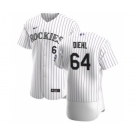 Men's Nike Colorado Rockies #64 Phillip Diehl White Home 2020 Authentic Player Baseball Jersey