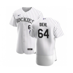 Men's Nike Colorado Rockies #64 Phillip Diehl White Home 2020 Authentic Player Baseball Jersey