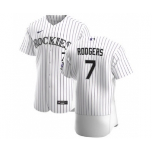 Men's Nike Colorado Rockies #7 Brendan Rodgers White Home 2020 Authentic Player Baseball Jersey