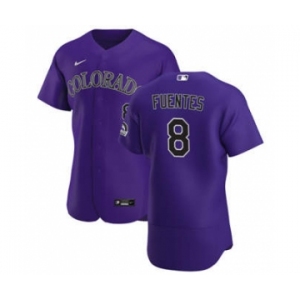 Men's Nike Colorado Rockies #8 Josh Fuentes Purple Alternate 2020 Authentic Player Baseball Jersey