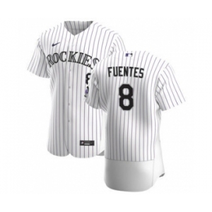 Men's Nike Colorado Rockies #8 Josh Fuentes White Home 2020 Authentic Player Baseball Jersey