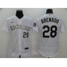 Nike Men's Colorado Rockies #28 Nolan Arenado White Home Flex Base Authentic Collection Baseball Jersey