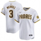 Men San Diego Padres 3 Jackson Merrill White 2024 Home Limited Stitched Baseball Jersey