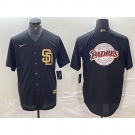 Men San Diego Padres Black Team Big Logo Cool Base Stitched Baseball Jersey 2