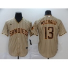 Men's Nike Padres #13 Manny Machado Brown Strip 2020 Baseball Cool Base Jersey