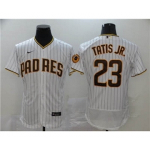 Men's Nike Padres #23 Fernando Tatis Jr. White Strip 2020 Baseball Flexbase Jersey