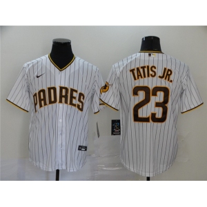 Men's Nike San Diego Padres #23 Fernando Tatis Jr. White Brown Home Stitched Baseball Jersey