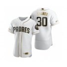 Men's Nike San Diego Padres #30 Eric Hosmer White 2020 Authentic Golden Edition Baseball Jersey