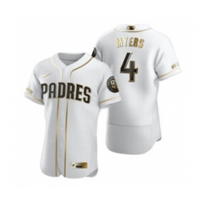 Men's Nike San Diego Padres #4 Wil Myers White 2020 Authentic Golden Edition Baseball Jerse