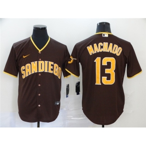 Men's Nike San Diego Padres#13 Manny Machado Replica Brown Alternate Cool Base Baseball Player Jersey