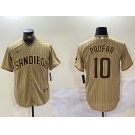 Men's San Diego Padres #10 Jurickson Profar Khaki Team Logo Cool Base Jersey