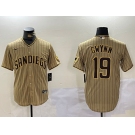 Men's San Diego Padres #10 Jurickson Profar Khaki Team Logo Cool Base Jerseys