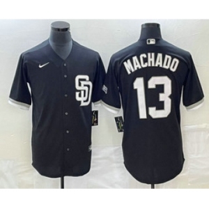 Men's San Diego Padres #13 Manny Machado Black 2023 Cool Base Stitched Jersey 1