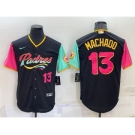 Men's San Diego Padres #13 Manny Machado Black Number 2022 City Connect Cool Base Stitched Jersey