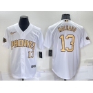 Men's San Diego Padres #13 Manny Machado Number White 2022 All Star Stitched Cool Base Nike Jersey