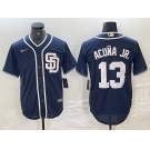 Men's San Diego Padres #13 Ronald Acuna Jr Navy Blue Cool Base Stitched Baseball Jersey