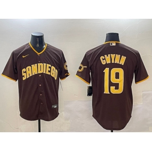 Men's San Diego Padres #19 Tony Gwynn Brown Cool Base Stitched Baseball Jersey