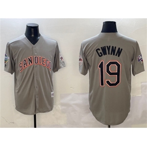 Men's San Diego Padres #19 Tony Gwynn Gray With Patch Cool Base Stitched Jersey