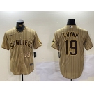 Men's San Diego Padres #19 Tony Gwynn Khaki Team Logo Cool Base Jerseys