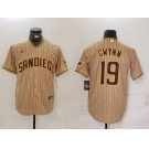 Men's San Diego Padres #19 Tony Gwynn Khaki Team Logo Stitched Cool Base Nike Jersey