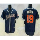 Men's San Diego Padres #19 Tony Gwynn Navy Blue Stitched MLB Cool Base Nike Jersey