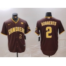 Men's San Diego Padres #2 Xander Bogaerts Brown With PS Patch Cool Base Stitched Jerseys