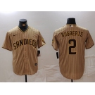 Men's San Diego Padres #2 Xander Bogaerts Khaki Cool Base Stitched Jersey