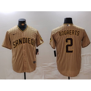 Men's San Diego Padres #2 Xander Bogaerts Khaki Cool Base Stitched Jersey