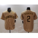 Men's San Diego Padres #2 Xander Bogaerts Khaki With PS Patch Cool Base Stitched Jersey