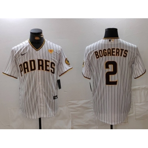 Men's San Diego Padres #2 Xander Bogaerts White With PS Patch Cool Base Stitched Jersey