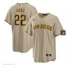 Men's San Diego Padres #22 Juan Soto Brown Team Logo Stitched MLB Cool Base Nike Jersey