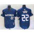 Men's San Diego Padres #22 Juan Soto Royal 2023 All Star Cool Base Stitched Baseball Jersey