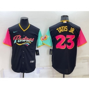 Men's San Diego Padres #23 Fernando Tatis Jr Black 2022 City Connect Cool Base Stitched Jersey