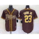 Men's San Diego Padres #23 Fernando Tatis Jr Brown NEW 2023 Cool Base Stitched Jersey 1