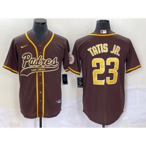Men's San Diego Padres #23 Fernando Tatis Jr Brown NEW 2023 Cool Base Stitched Jersey 1